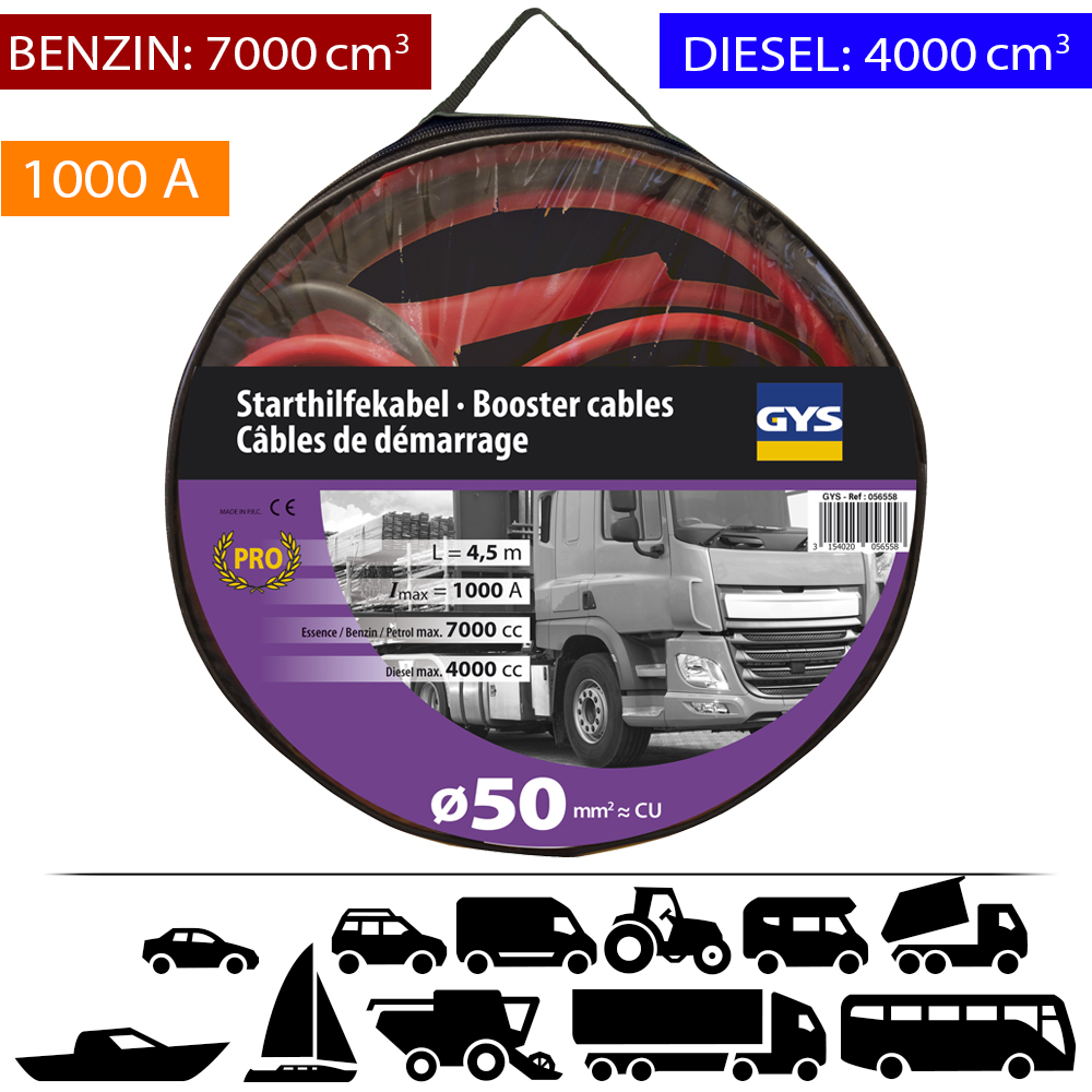 GYS Indítókábel, 1000A, 50mm2, 2x4.5m termék fő termékképe