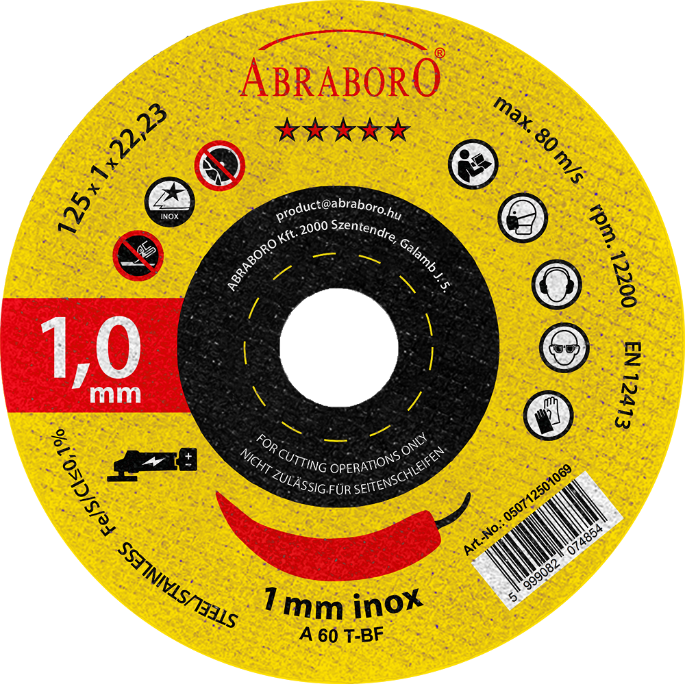 Abraboro 125 x 1.0 x 22 mm Chili fém + inox vágókorong, 25 db/csomag termék fő termékképe