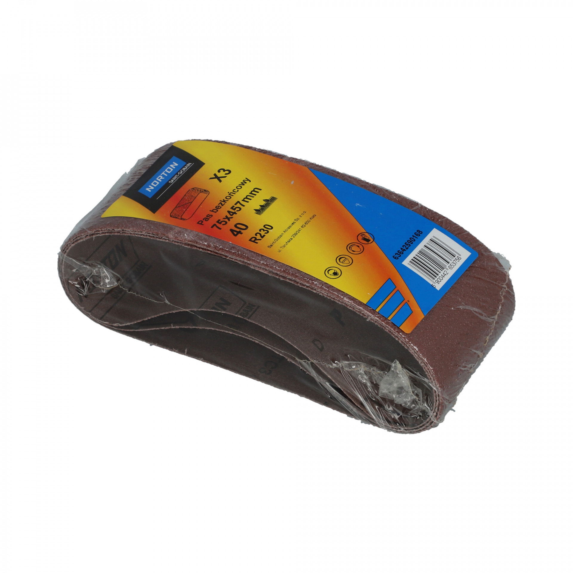 Norton R23N kisgép csiszolószalag 75x457mm P40 Multipack, 3 db/csomag termék fő termékképe