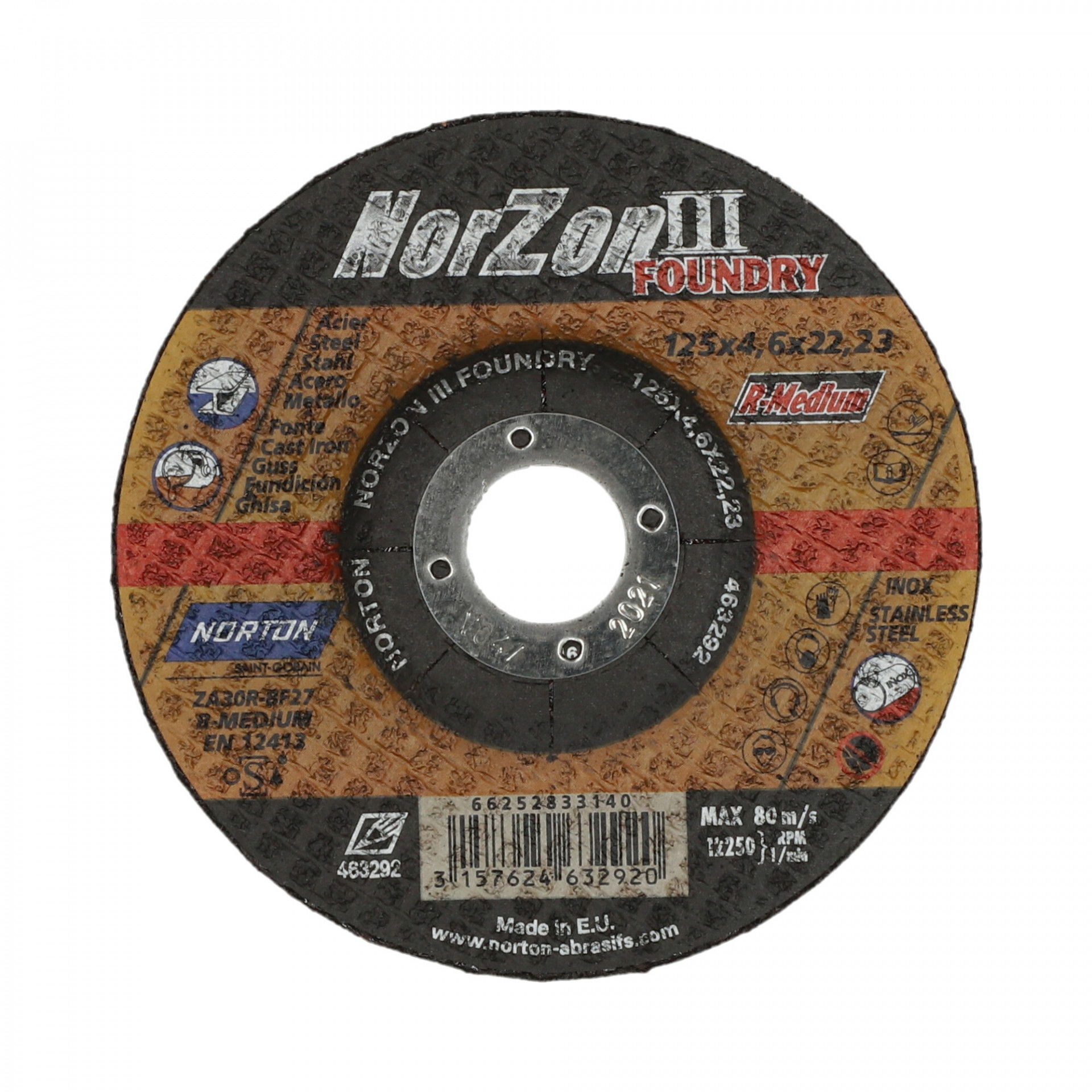 Norton Norzon III Foundry tisztítókorong 125x4,6x22,23mm ZA30Z, 25 db/csomag termék fő termékképe