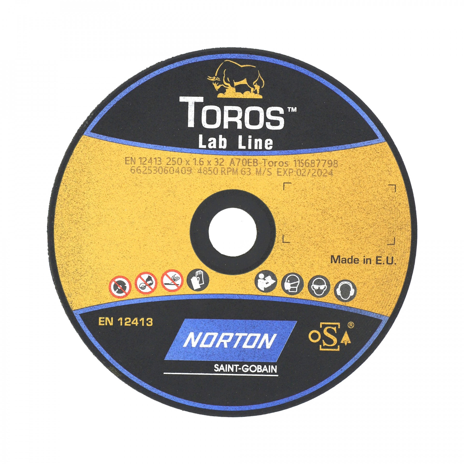 Norton Toros Preciziós gépipari erősítés nélküli vágókorong 250x1,6x32 mm 4XGP 70 E B26, 10 db/csomag termék fő termékképe