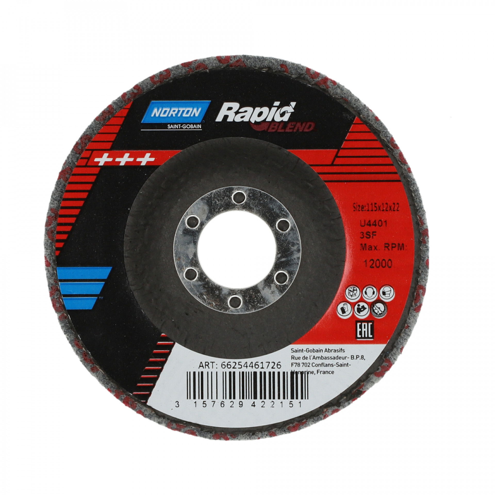 Norton Rapid Blend NEX DPC tisztítókorong Ø115x12x22 mm NEX3SF, 10 db/csomag termék fő termékképe