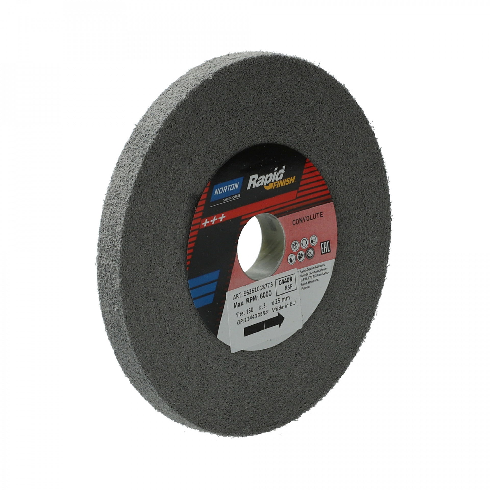 Norton Rapid Finish Series 1000 Long Life rost csiszolókorong 150x12x25mm Fine 8 SiC, 4 db/csomag termék fő termékképe