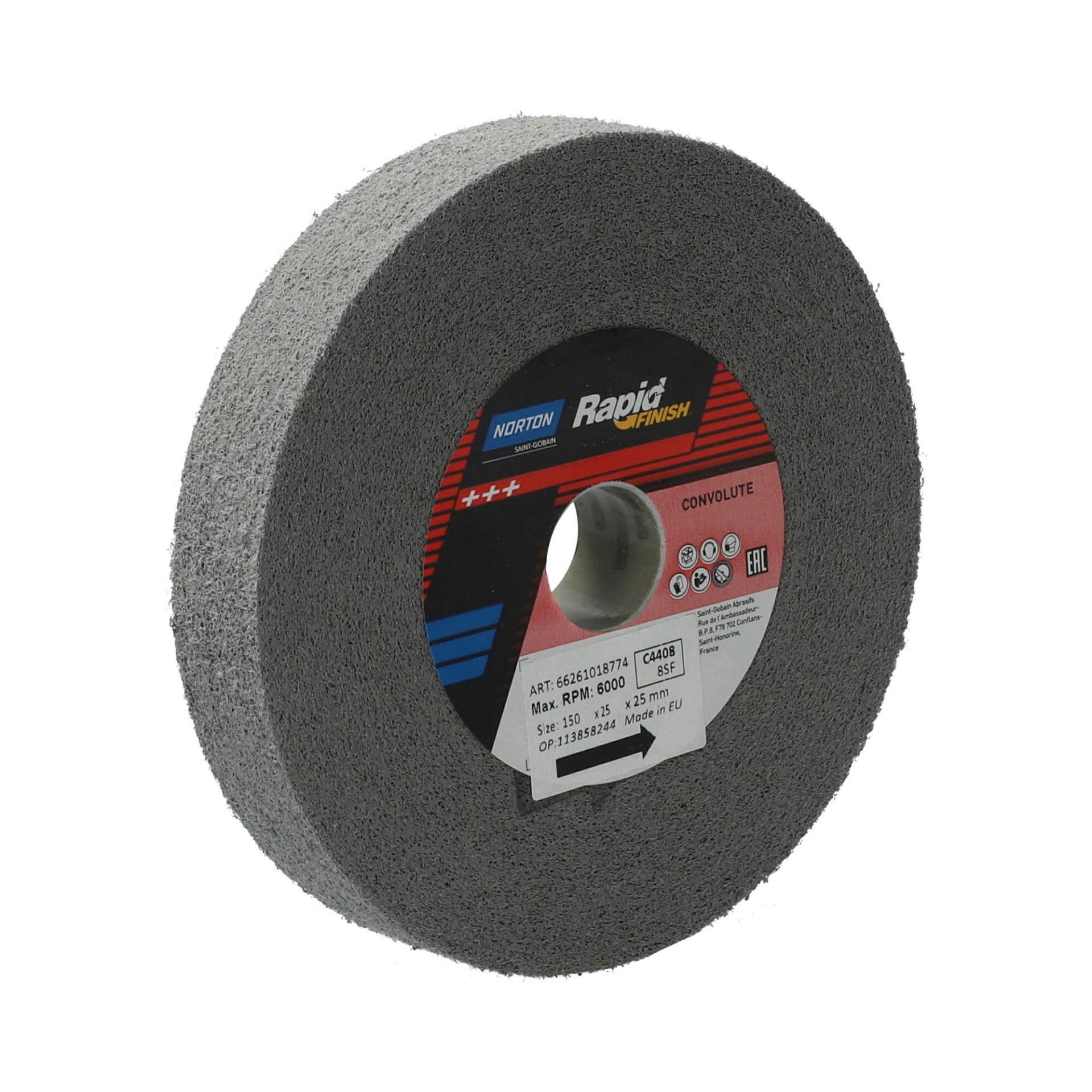 Norton Rapid Finish Series 1000 Long Life rost csiszolókorong 150x25x25mm Fine 8 SiC, 3 db/csomag termék fő termékképe