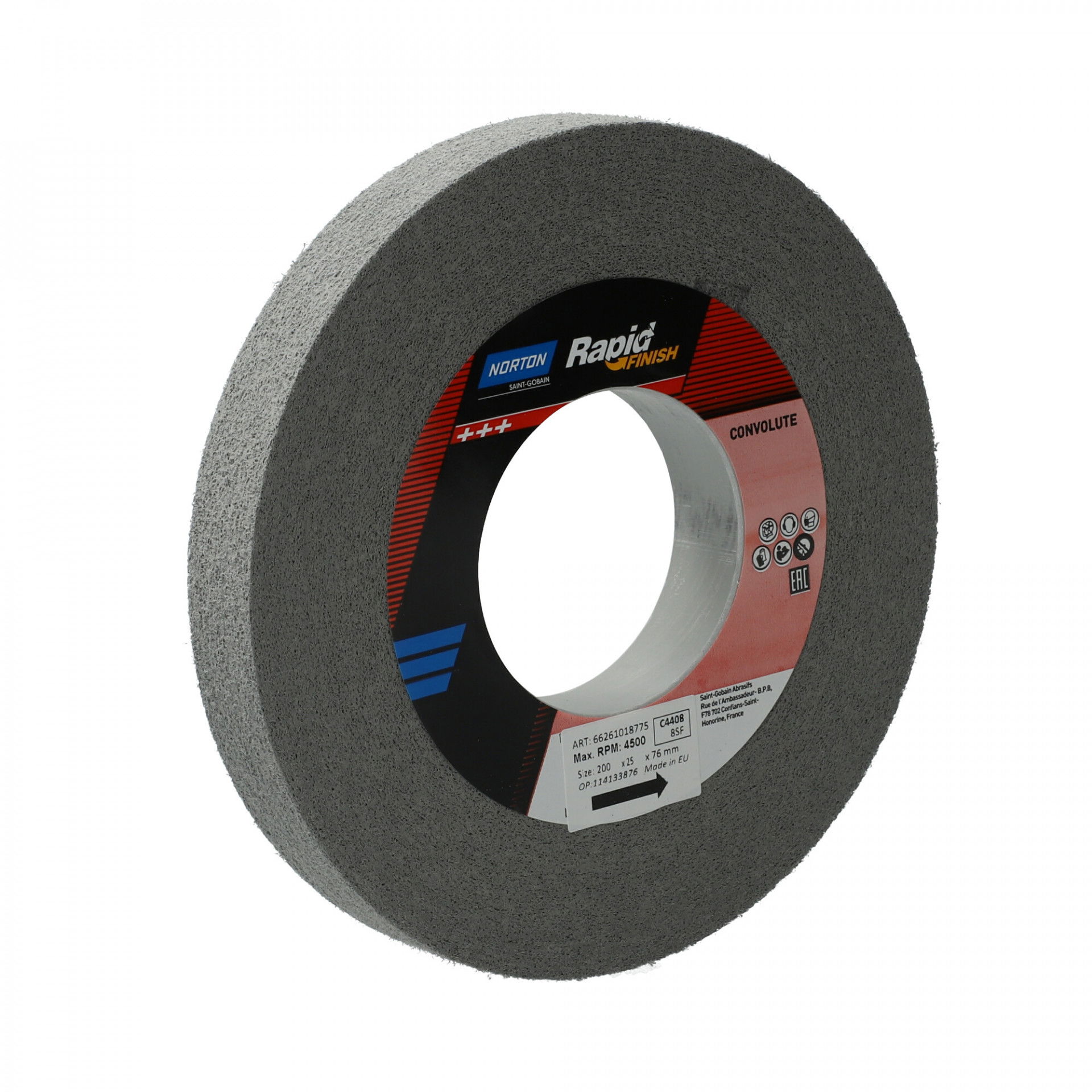 Norton Rapid Finish Series 1000 Long Life rost csiszolókorong 200x25x76mm Fine 8 SiC, 3 db/csomag termék fő termékképe