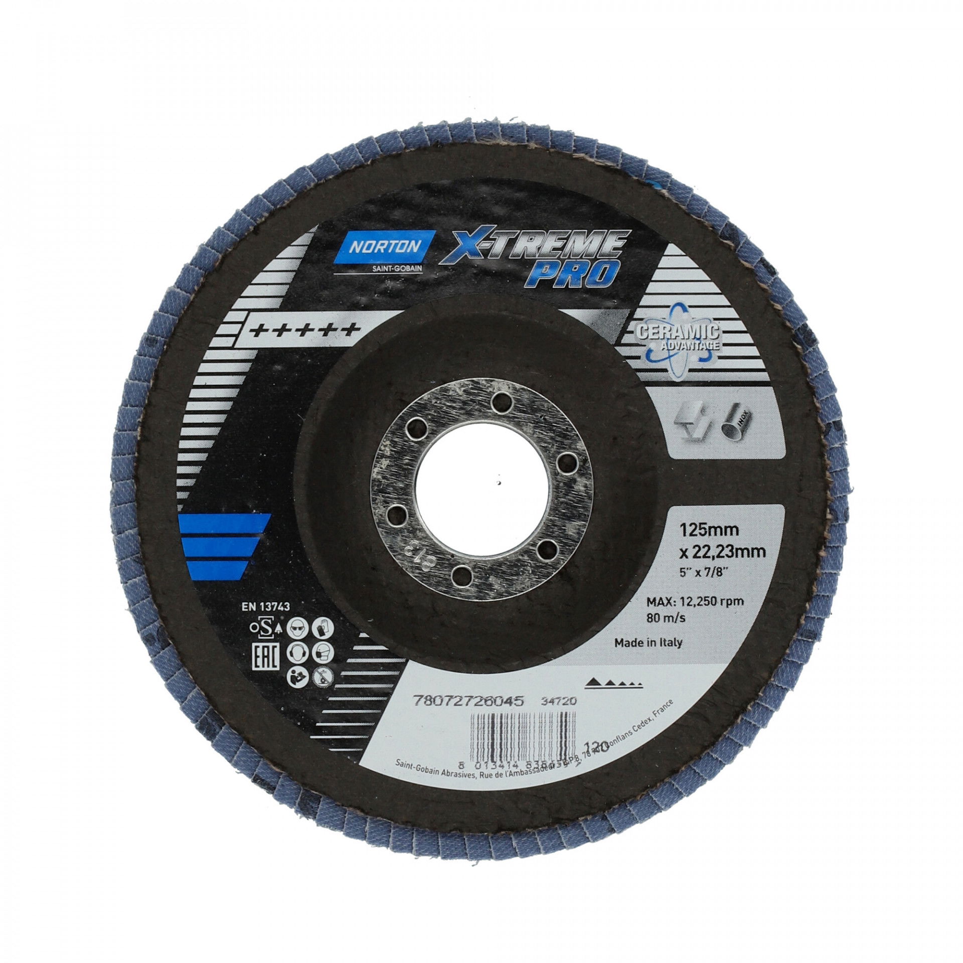 Norton X Treme R860 lamellás csiszolókorong Ø125x22 mm P120, 10 db/csomag termék fő termékképe