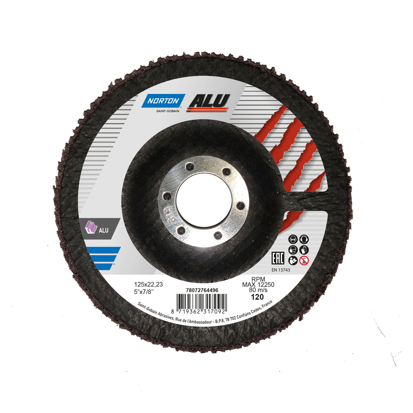 Norton Alu Mesh lamellás csiszolókorong Ø125x22 mm P120, 10 db/csomag termék fő termékképe