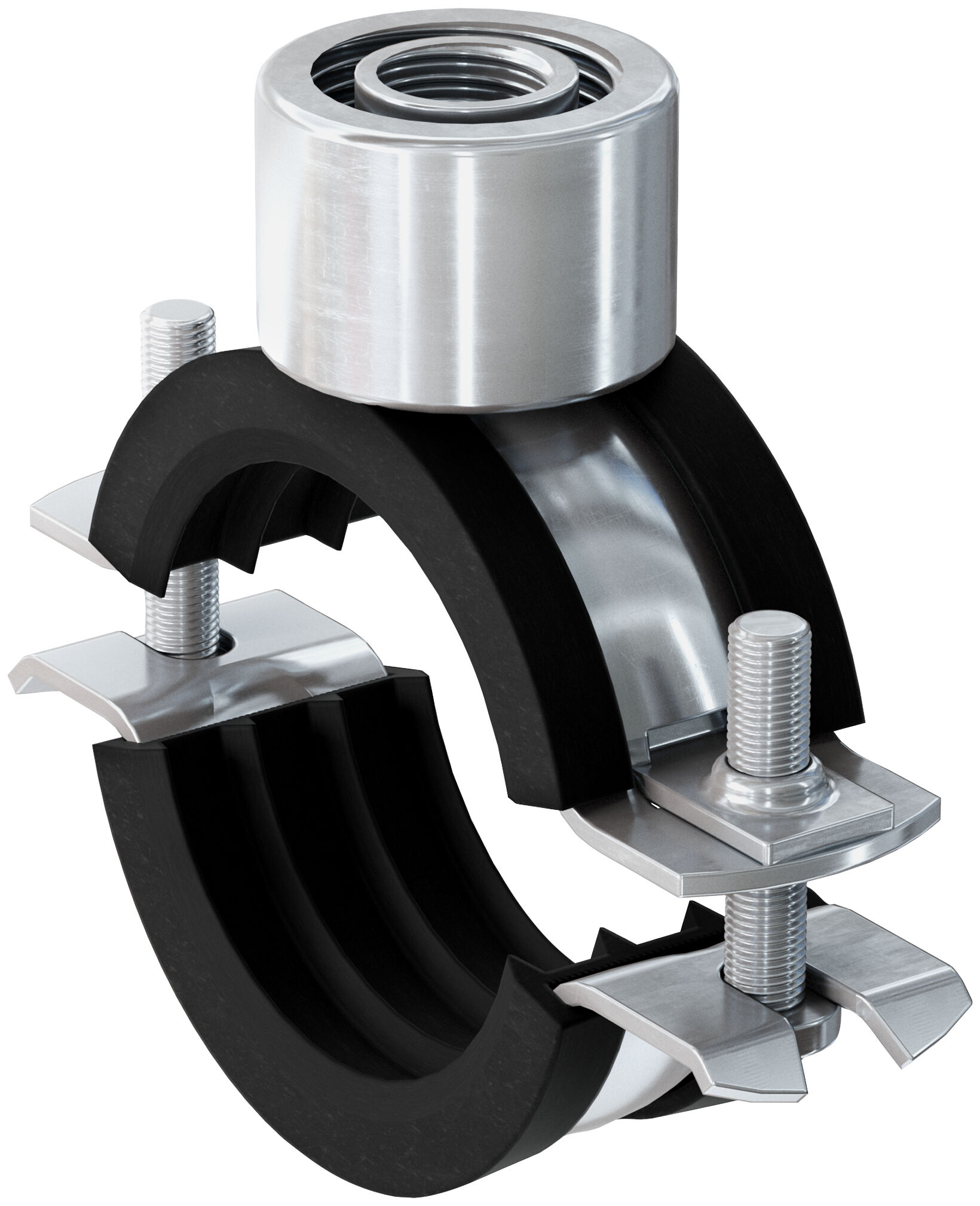 Fischer FRS Triple 32-35 M8 / M10 / 1/2" kétcsavaros csőbilincs hangszigetelő betéttel, 100 db/csomag termék fő termékképe