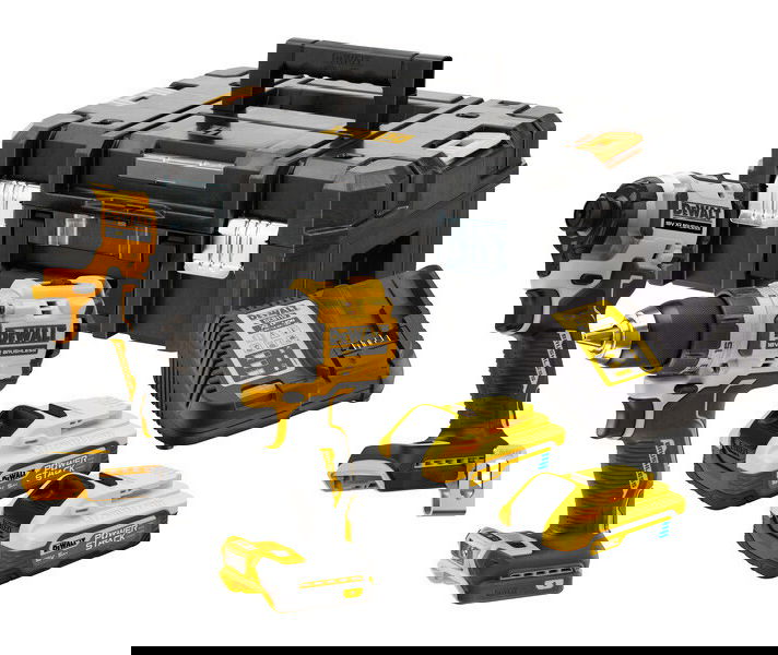 Dewalt DCK2051H2T akkus gépcsomag, 2 gépes (2 x 5.0 Ah Powerstack Li-ion akkuval, TSTAK kofferben) termék fő termékképe